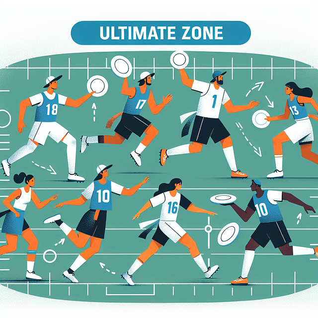 ultimate frisbee players practicing end zone plays