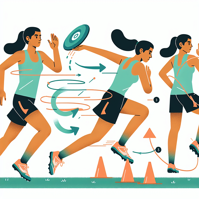 ultimate frisbee player zig-zag running around cones