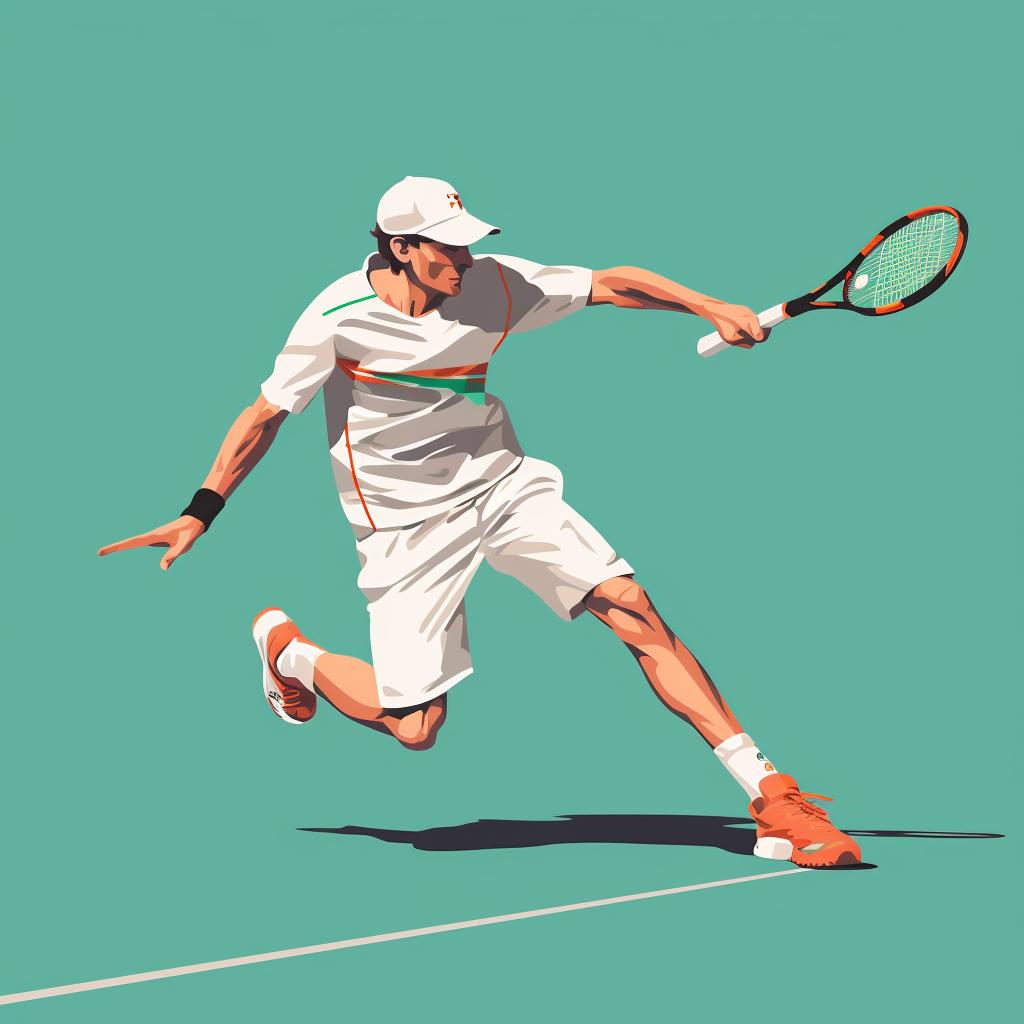 Player swinging arm for a forehand throw