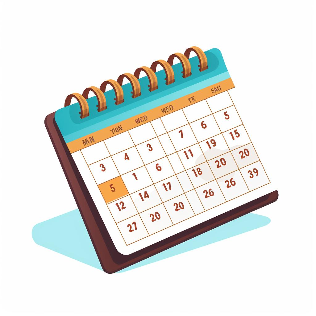 A calendar marking training days for agility drills